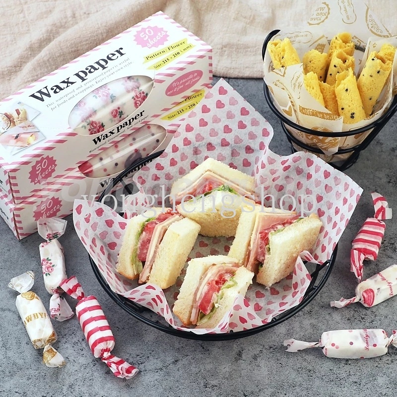 50Pcs/Lot Wax Paper Grease Food Wrappers Wrapping Paper Bread Sandwich ...