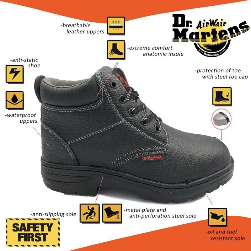 Top Safe Quality Assurance Safety Shoe Martens Safety Boot Lasak Bergaya | Shopee Malaysia