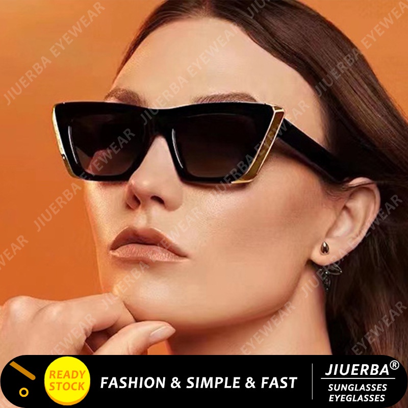 Jiuerba Western Fashion Metal Trim Sunglasses Retro Style Cat Eye