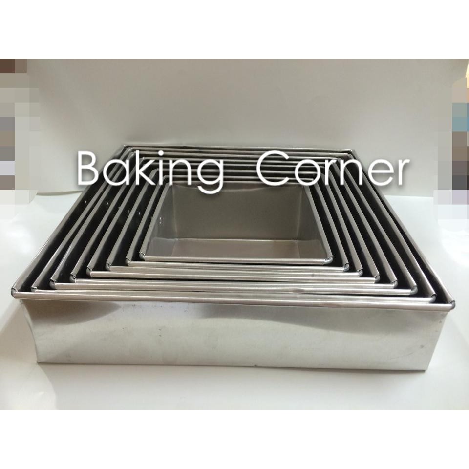 SQUARE CAKE PAN FIXED (THICK) 3 inches height | Shopee Malaysia