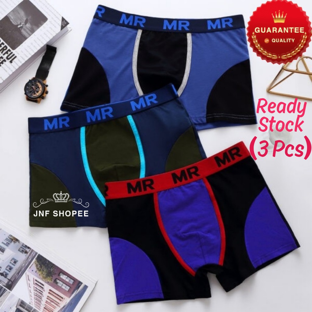 3 Pcs Men Boxer Cotton Underwear Seluar Pendek Boxer Mr Boxer Lelaki