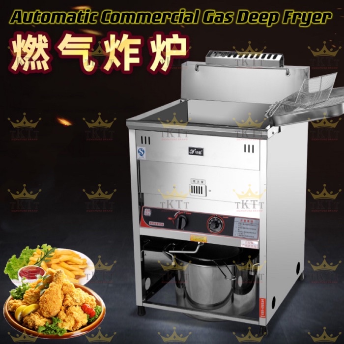 TKTT XL Commercial Gas Deep Fryer Stand Landed Automatic Temperature