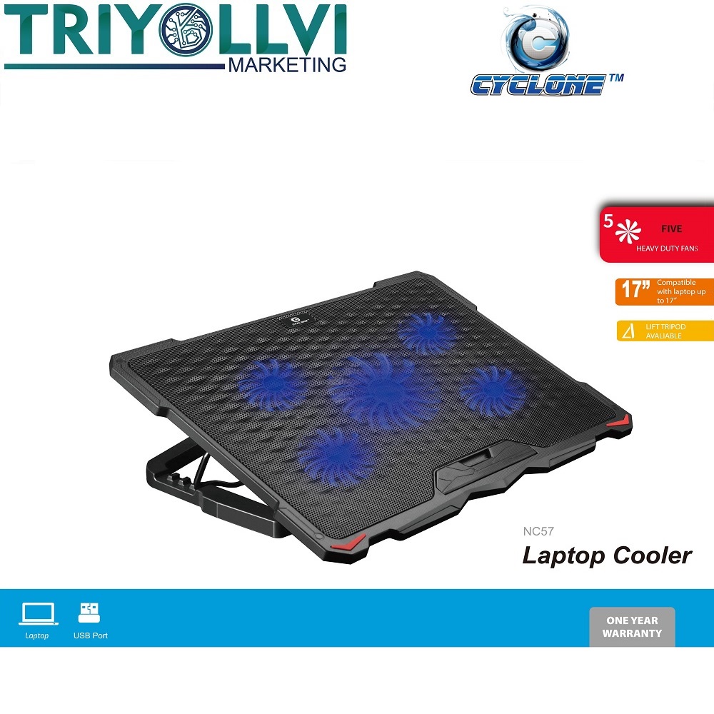 Cyclone NC57 5 Fan Laptop Cooling Pad Gaming Cooler 5 Fans & Stand