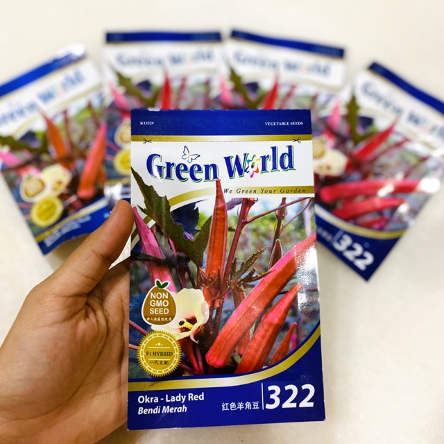 Biji Benih Bendi Merah Okra Lady Red Shopee Malaysia