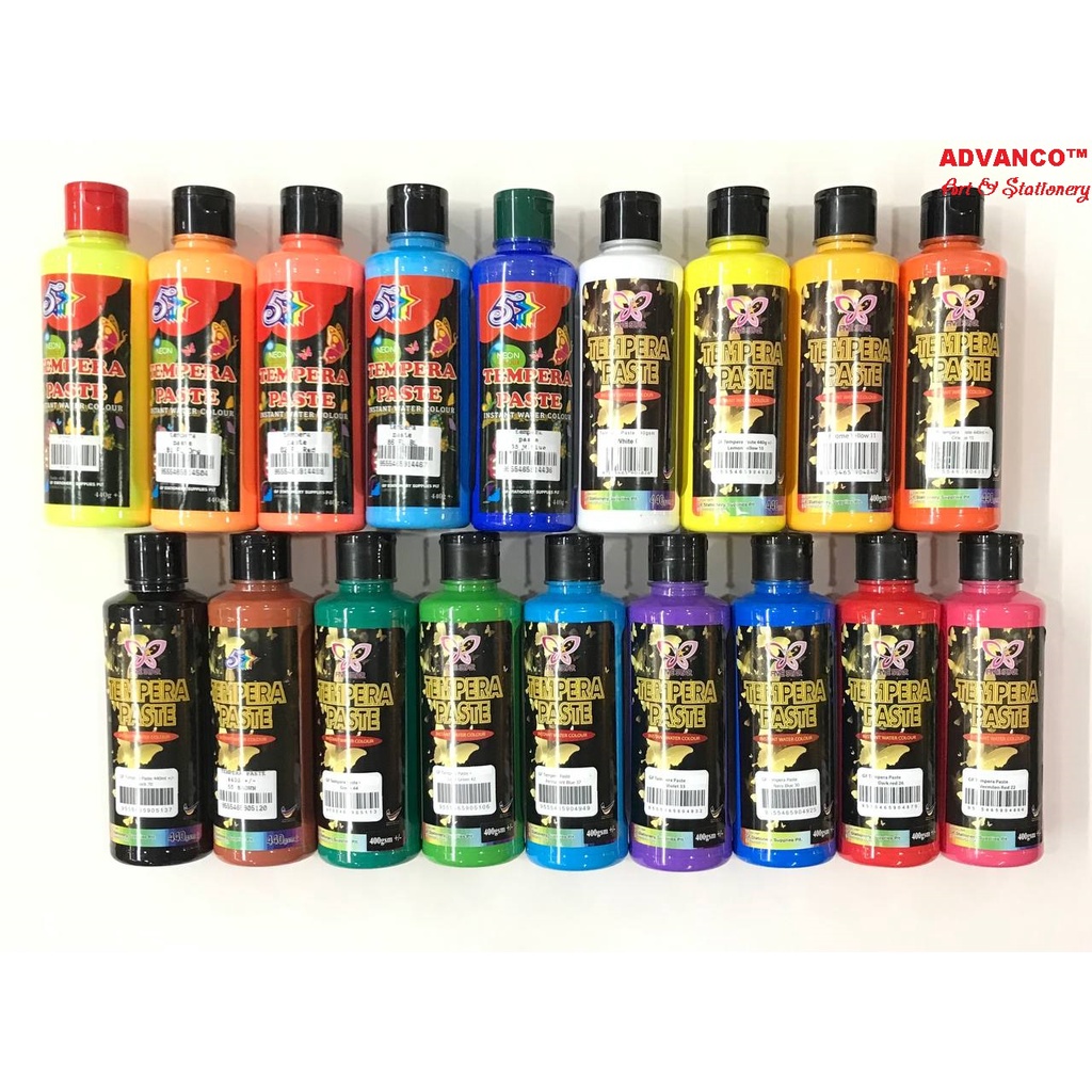 FIVE STAR TEMPERA PASTE PAINT / TEMPERA POURING / INSTANT WATER COLOUR ...