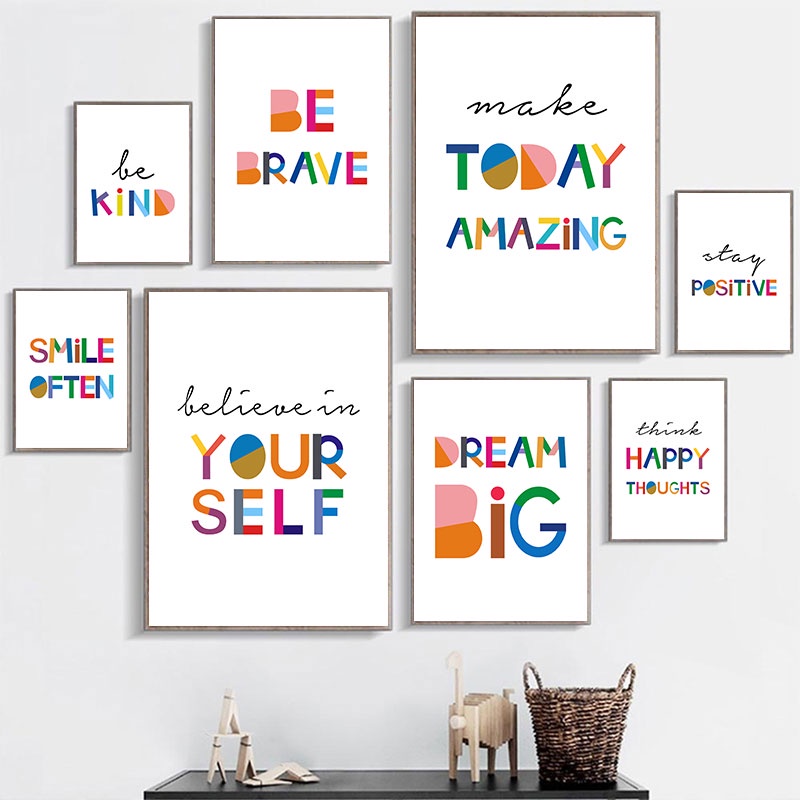 Colorful Inspirational Words Canvas Painting Prints Modern Wall