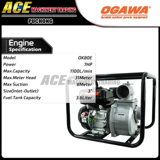 [ 100% Original ]OGAWA Self Priming Pump 2 / 3 Inch Engine Water Pump ...