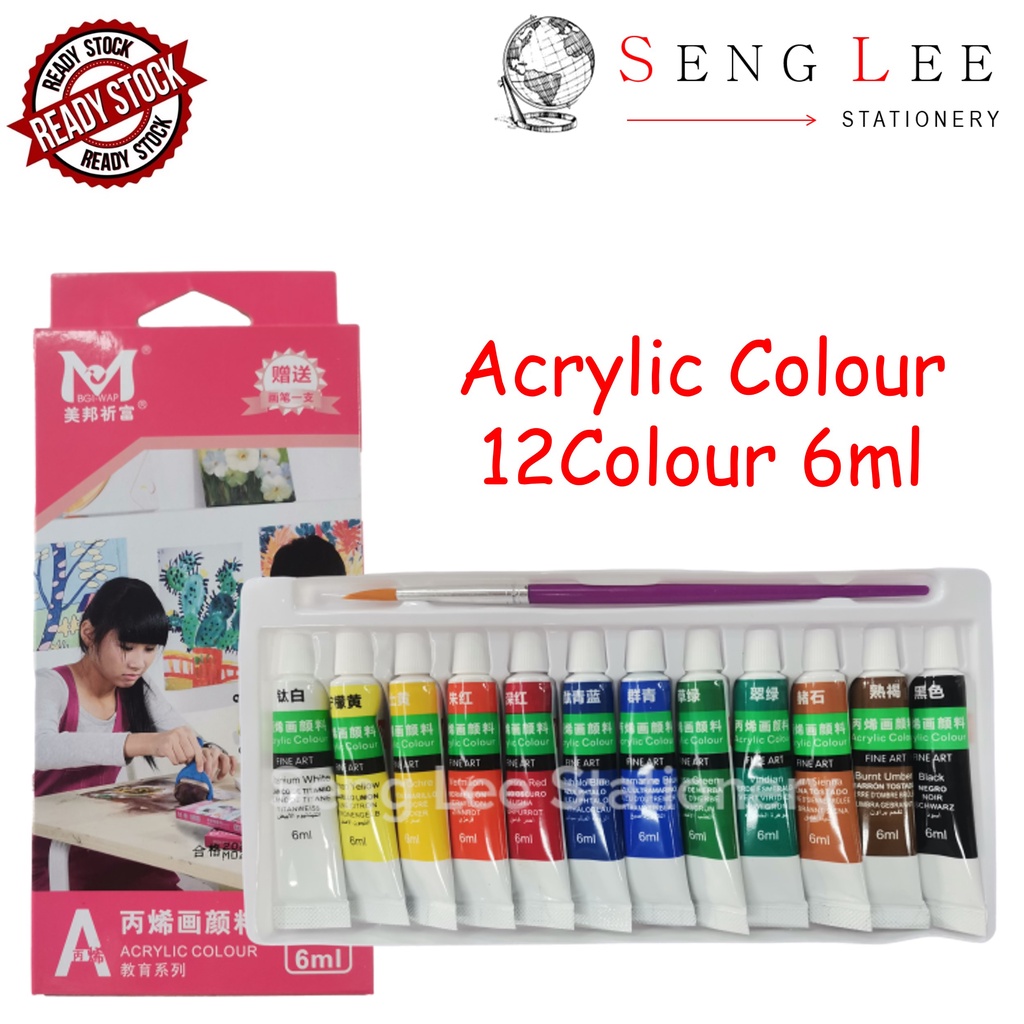 𝐀𝐑𝐓𝐀𝐒🎨 Mini Acrylic Paint set 6 in 1 strip 3ml single strip Paint Set  for Kids DIY Craft Clay Acrylic Row Warna Lukisan