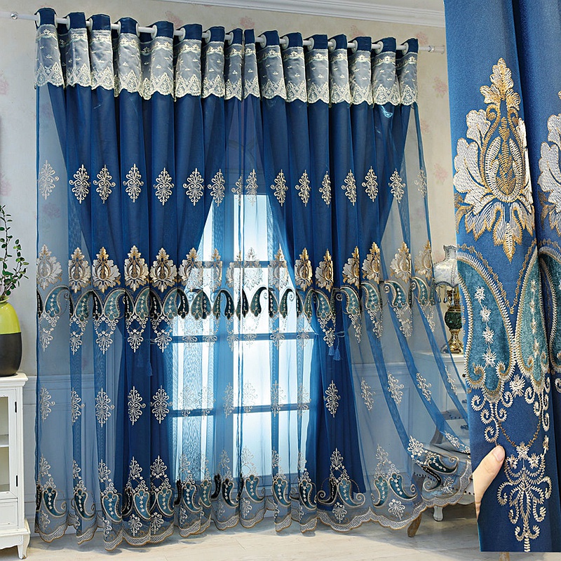 European Style Luxury Double Layer Blackout Room Darkening Curtains ...