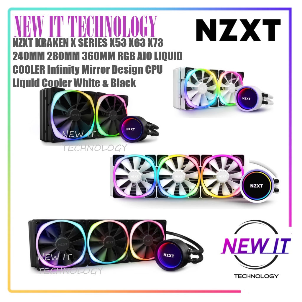 NZXT KRAKEN X SERIES X53 X63 X73 240MM 280MM 360MM RGB AIO LIQUID ...