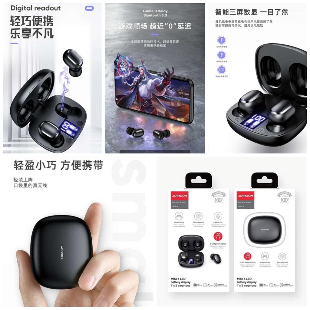 JOYROOM TWS Bluetooth Earphone Wireless Earbuds with Charging Box JOYROOM JR TL5 Game 0 delay Bluetooth 5.0