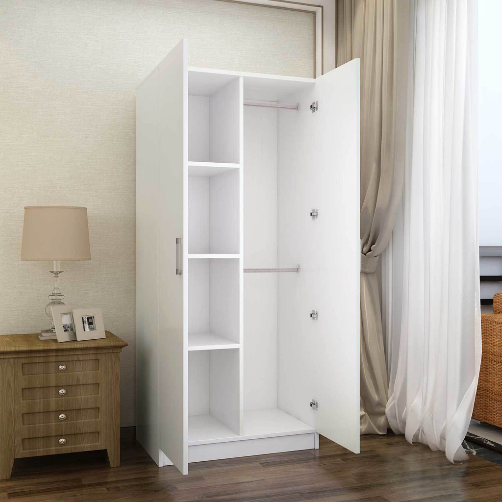 Wardrobe solid wood simple modern economical cabinet custom-made two ...