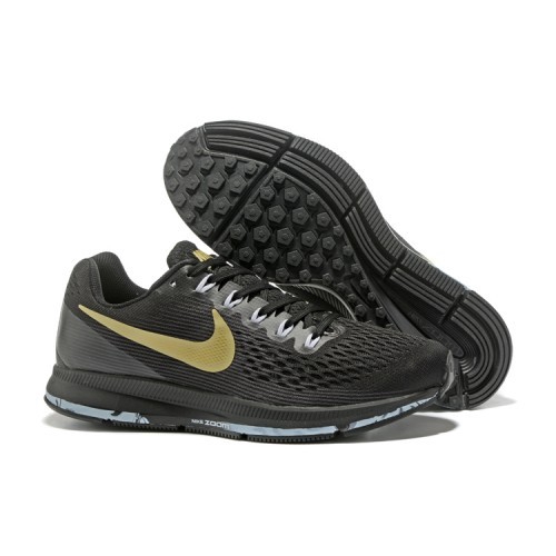 Nike air zoom pegasus 34 mens black and gold best sale