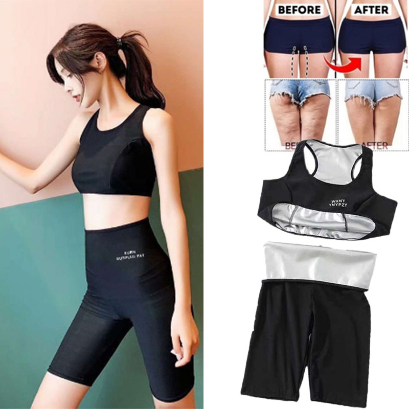 Women Sauna Suit Weight Loss Shapewear Fitness Sweat Half Pant Thermo ...