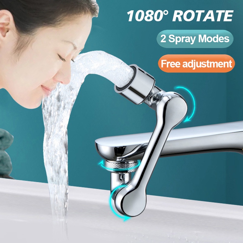 1080° Rotatable Extension Faucet Sprayer Head Universal Bathroom Tap Extend Adapter Aerator 2 ...