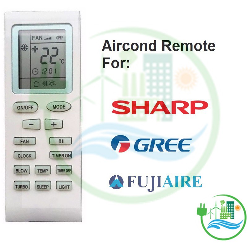SHARP / GREE / FUJIARE SINGER AIR COND REMOTE CONTROL (OEM) Shopee