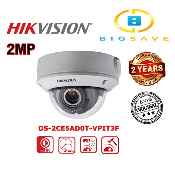 HIKVISION 2MP DS-2CE5AD0T-VPIT3F OUTDOOR IR VARIFOCAL DOME CAMERA