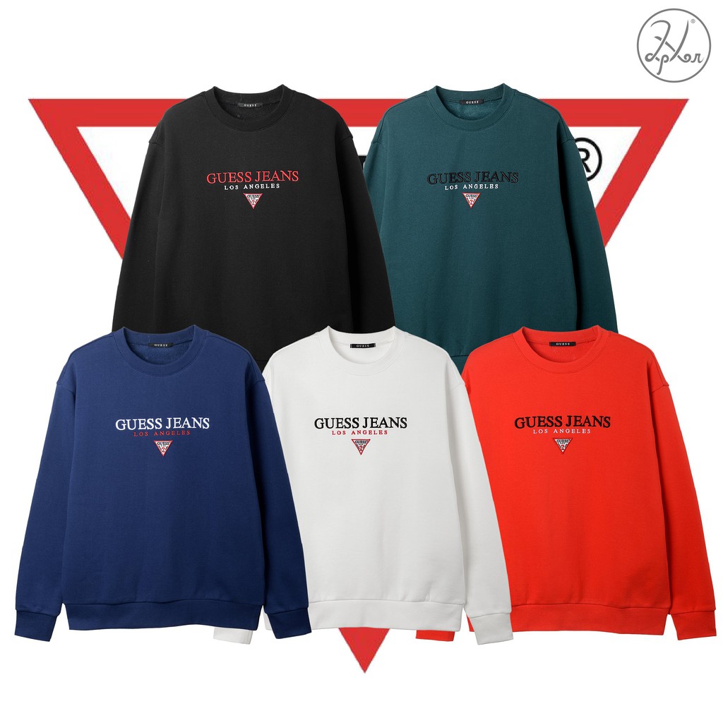 GUESS LOS ANGELES Collection Stone Faded V Neck Sweatshirt Sweater Embossed Logo Pullover Jumper
