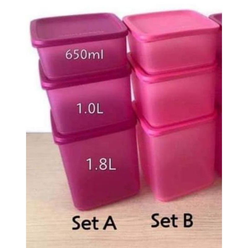 Tupperware Cubix Square Round 650 ml (Set of 2, Pink)