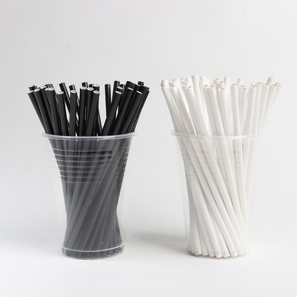 Paper Straw Biodegradable Paper Straws 6mm D X 197mm L White Black