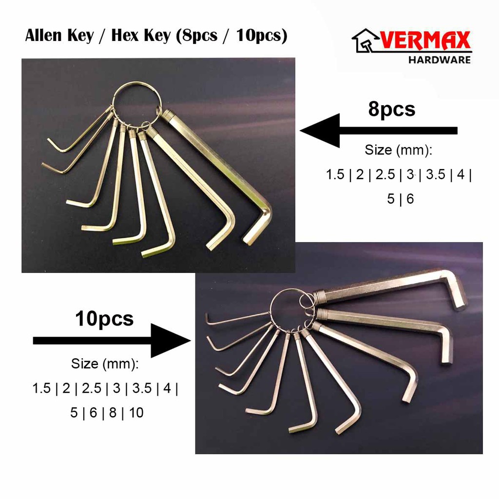 8 Pcs / 10pcs Hex Key Set / Allen Key Set Multiple Size/ L Key ...