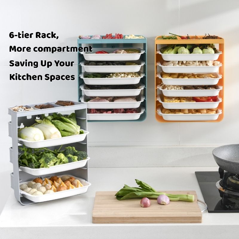 6 Tier Stackable Food Rack for Kitchen Steamboat Wall-Mounted Rack ...