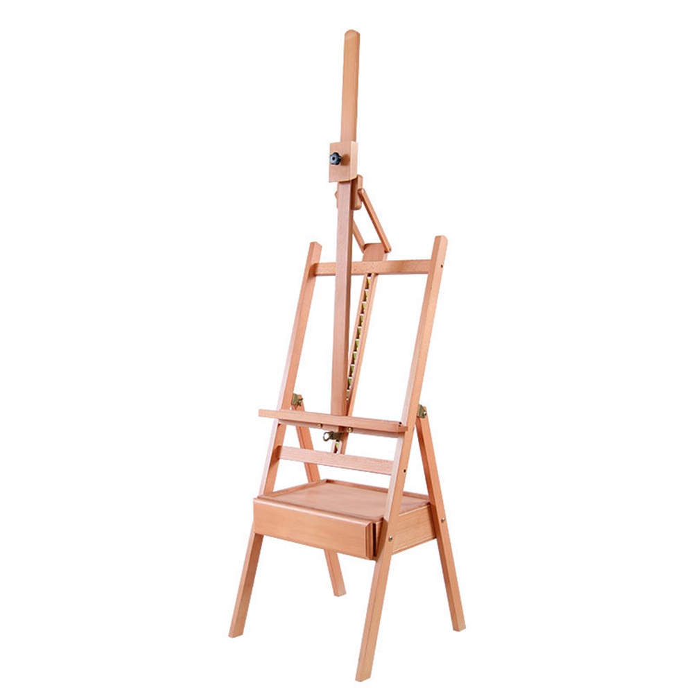 Wooden H Frame Forward Tilt Studio Easel Stand with Drawer, Adjustable