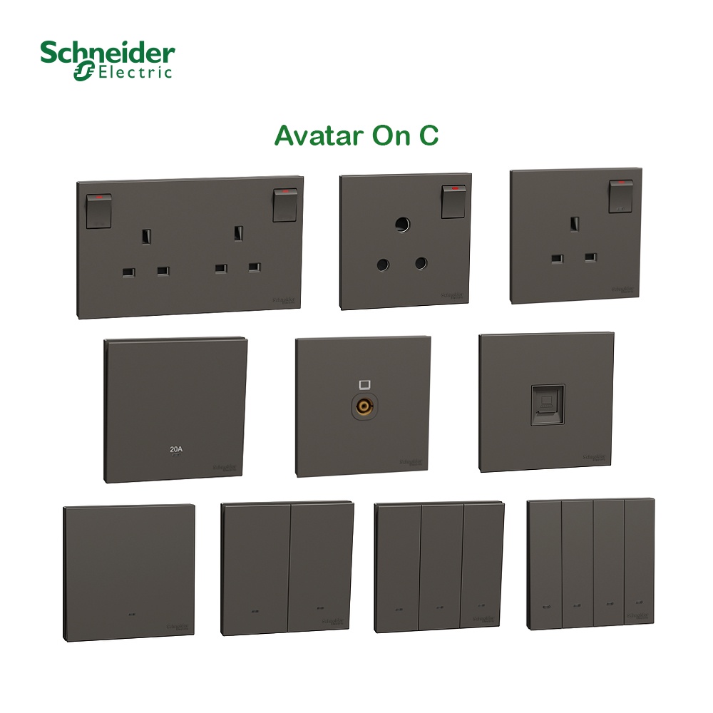 SCHNEIDER AVATARON C SERIES DARK GREY SWITCHES & SOCKETS [FULL RANGE ...