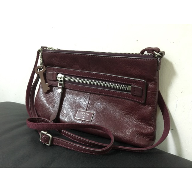 Authentic Preloved Fossil Dawson Leather Crossbody Shopee Malaysia