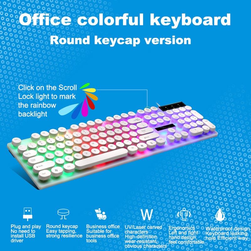 Gaming Keyboard Mouse Computer G21 Rainbow Color LED Light USB Wired ...