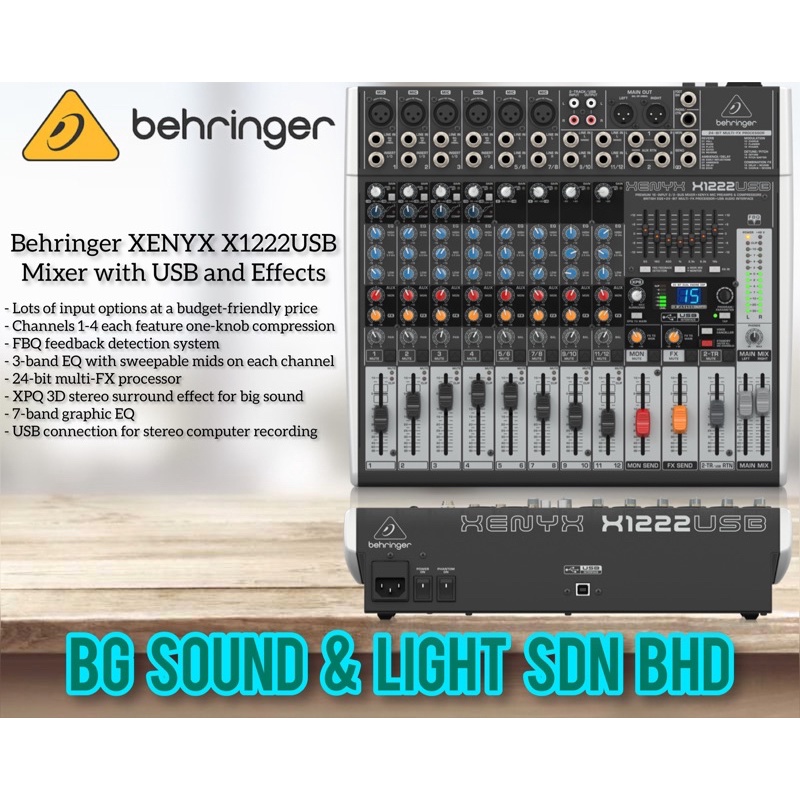 Behringer XENYX X1222USB 12-channel Mixer with USB and Effects | Shopee