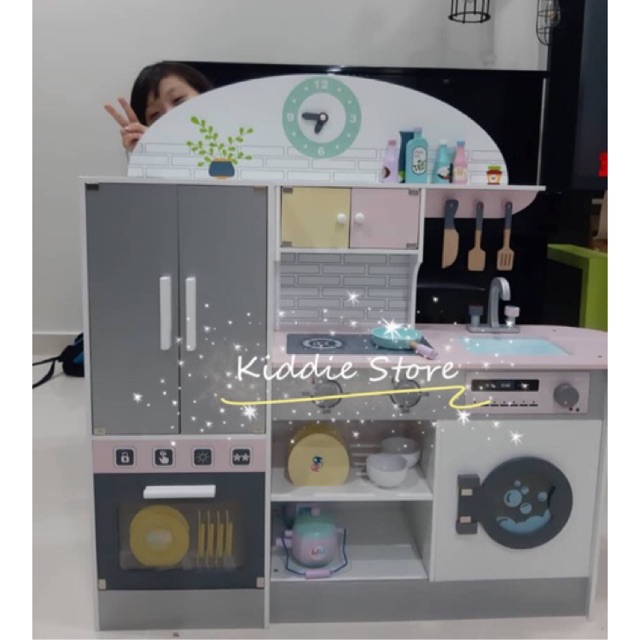 Wooden Kitchen Playset with FREE COOKING SET Kids Pretend Play Set