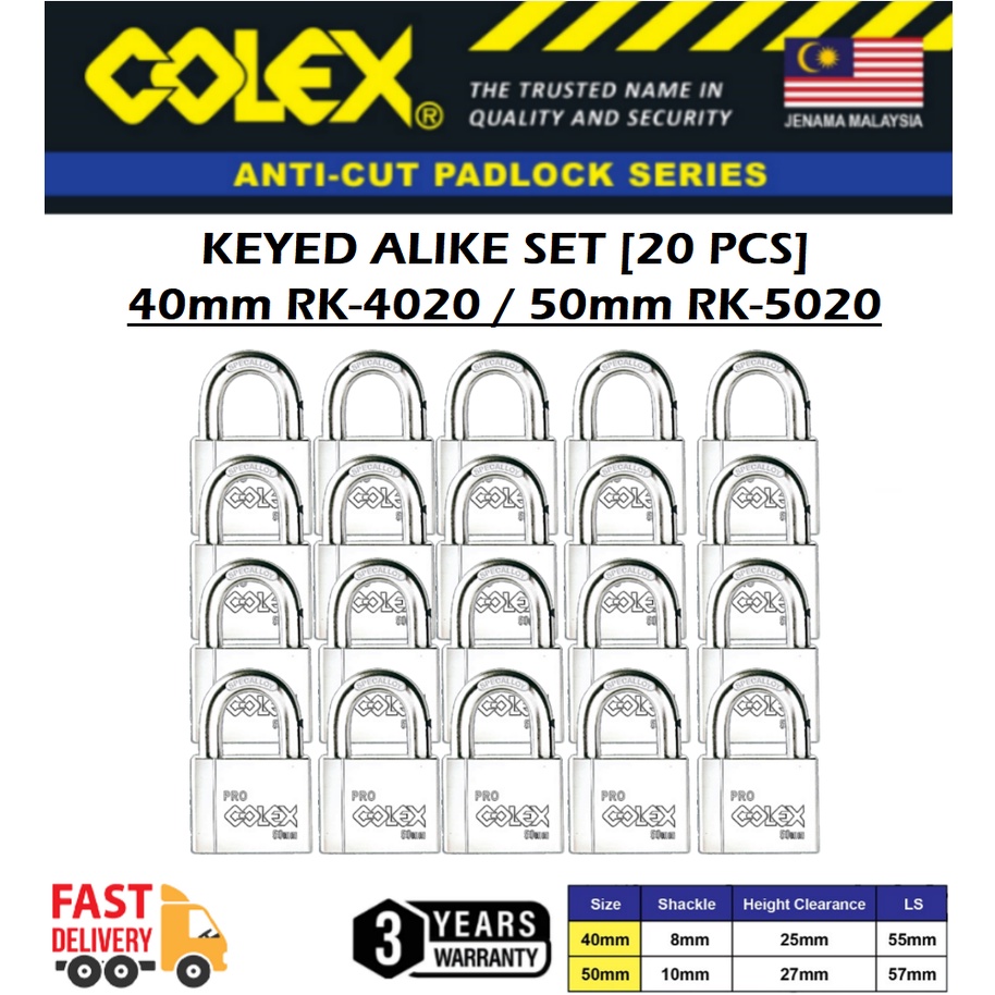 COLEX RK 20 pcs 40mm or 50mm RK-4020 RK5020 Anti-Cut Shackle Chrome ...
