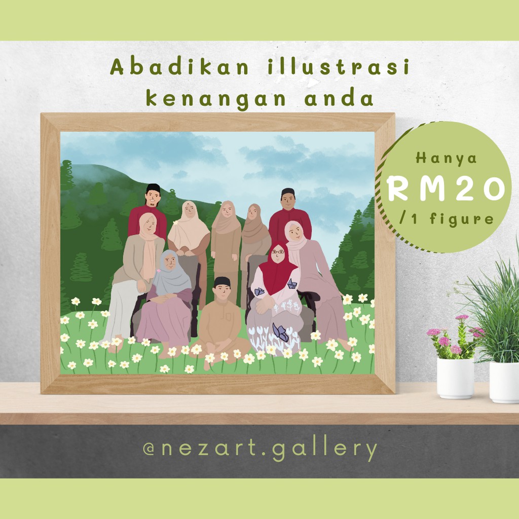 NEZ. Custom illustration Poskad Lukisan Art Print A4 A5 A6 | Shopee ...