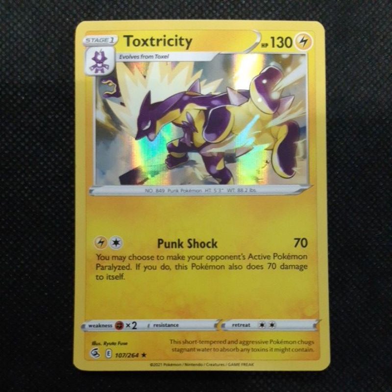 toxtricity pokemon card fusion strike Toxtricity Holo Rare Card #107/264 2021 Sword & Shield Fusion Strike P –  CTKollectables