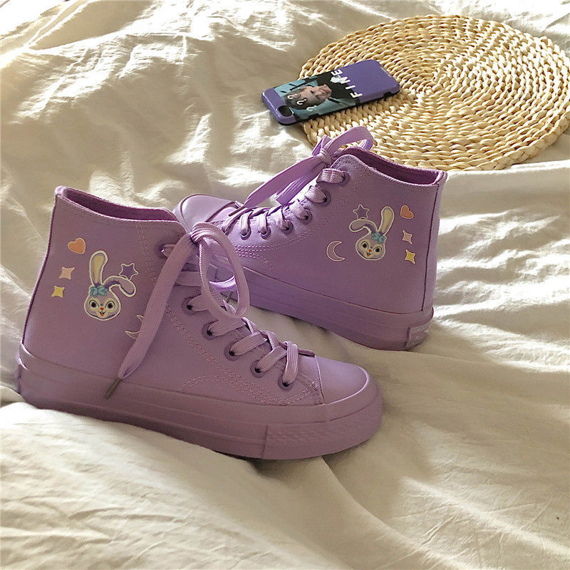 Stella Rabbit Stella Lou Purple Cute High top Canvas Shoes Women s Shoes Korean Version Shopee Malaysia