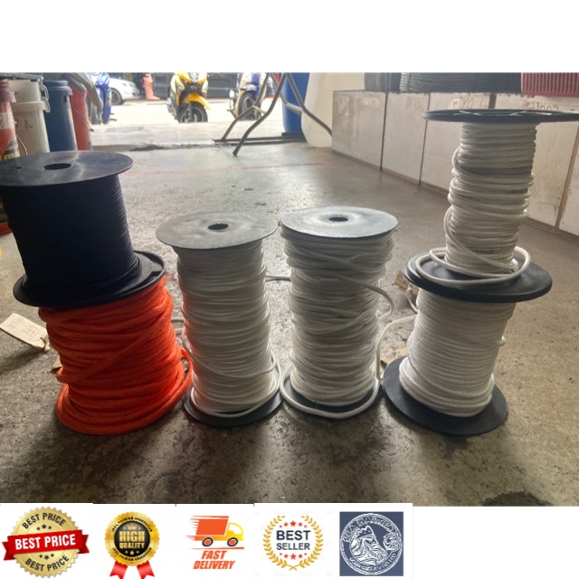 BRAIDED ROPE / TALI NYLON 「WHITE ,BLACK ,ORANGE」 2.5MM 3MM 4MM 5MM 6MM ...