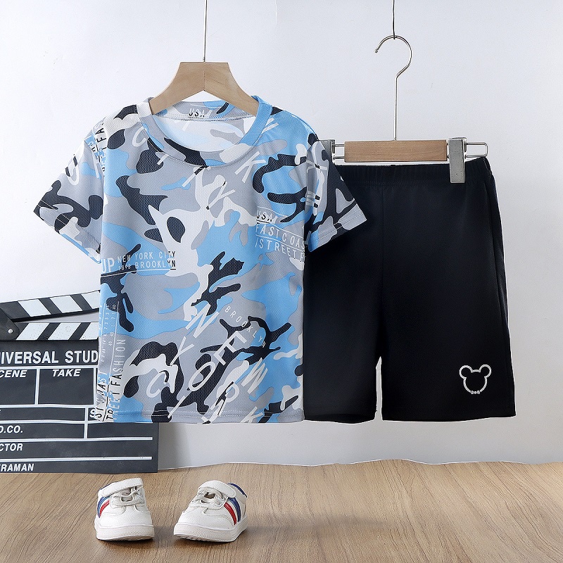Kid's Clothing Boys Camouflage T-Shirt Two-piece Big Children's Clothes ...
