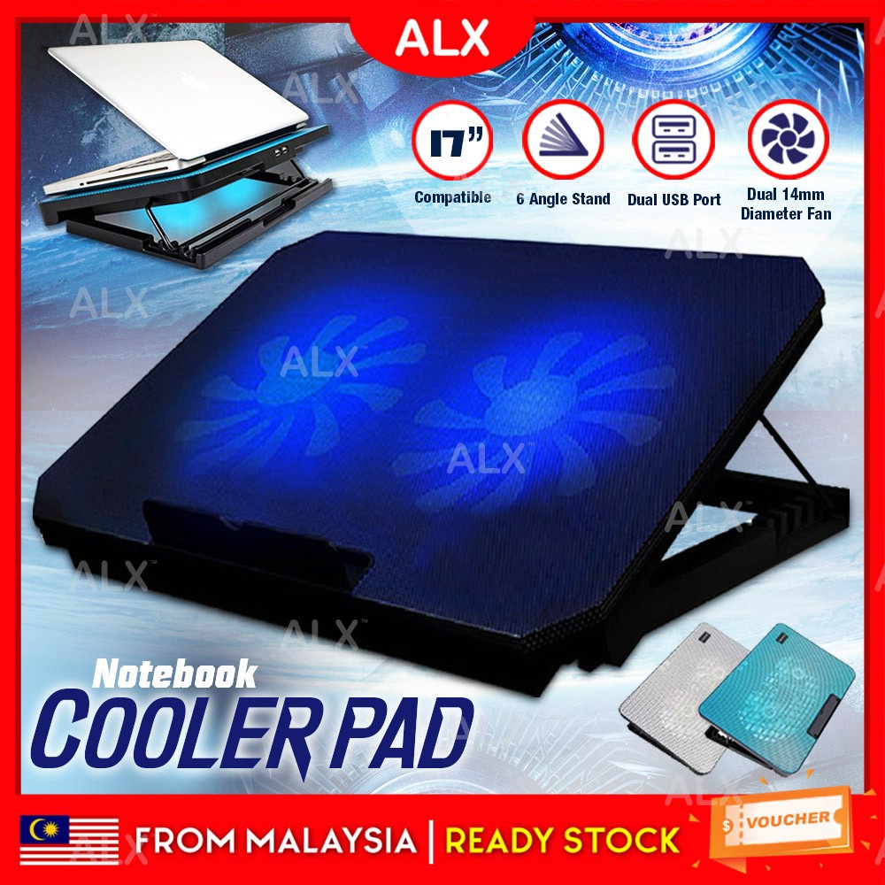 ALX LED Laptop Cooler Laptop Cooling Fan Laptop Fan Dual 14cm Fans Dual USB AntiSlip Adjustable