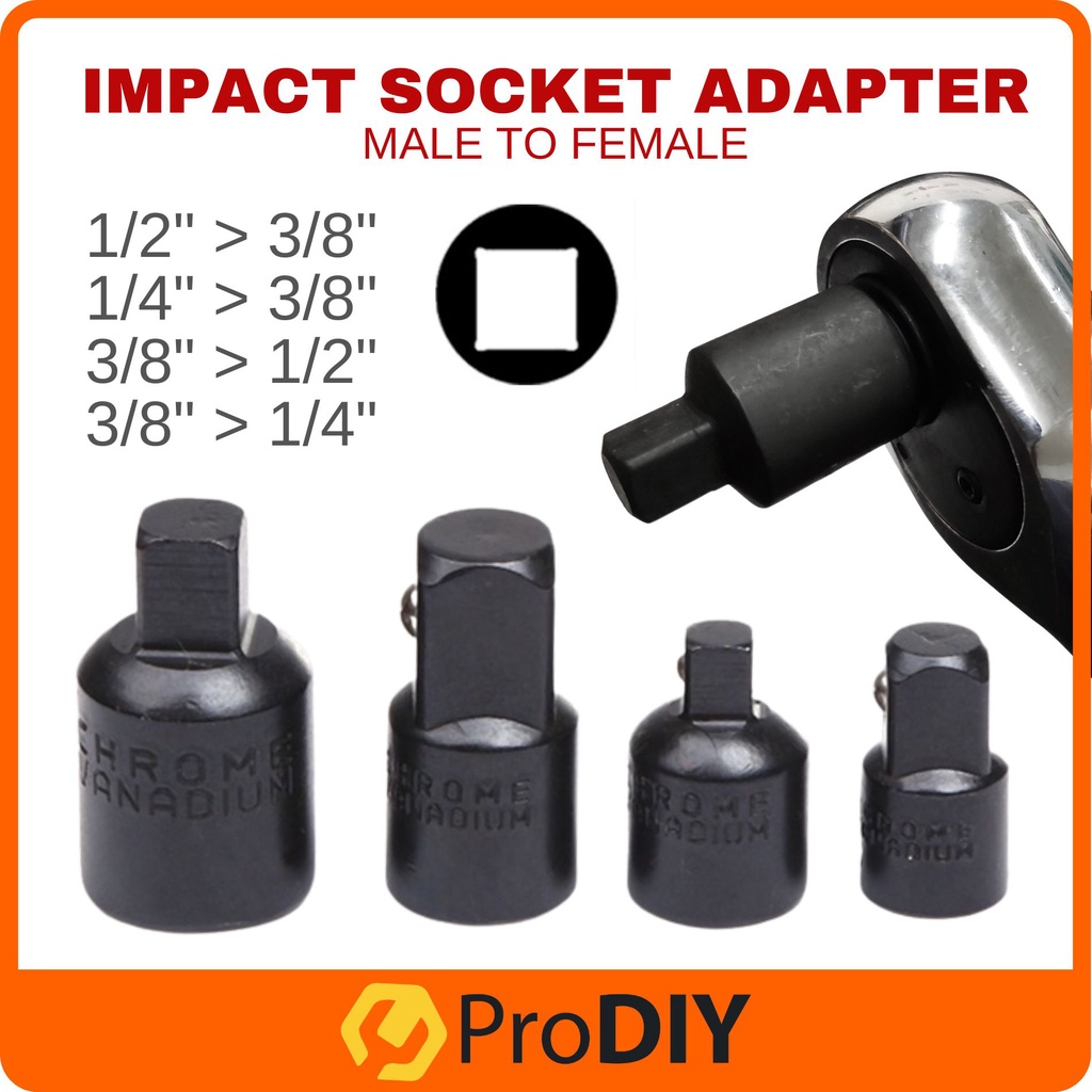 4PCS Black Impact Socket Drive Adaptor Universal Socket Converter 1/2