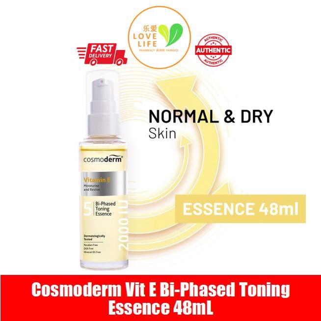 Cosmoderm Vitamin E Bi-Phased Toning Essence 48mL biphase 2000IU (2,000 ...