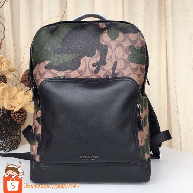 Coach Graham Backpack In Signature Canvas With Camo Print Green Men ...