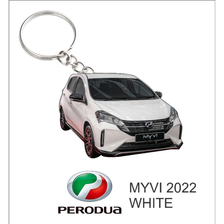 perodua myvi 2022 white keychain 2D Shopee Malaysia
