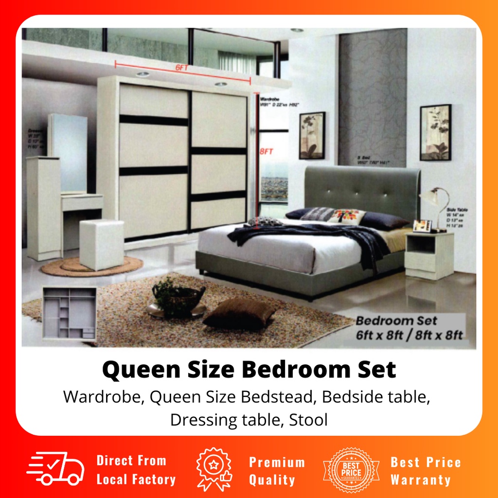 Melaka Premium Combo Bedroom Set/ Set Bilik 6ftx 8ft / 8ft x 8ft/ Harga