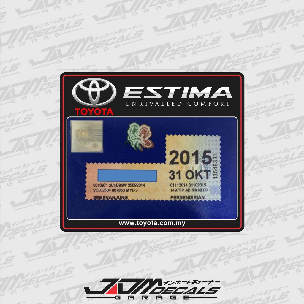 Toyota Estima Roadtax Decal Sticker | Shopee Malaysia
