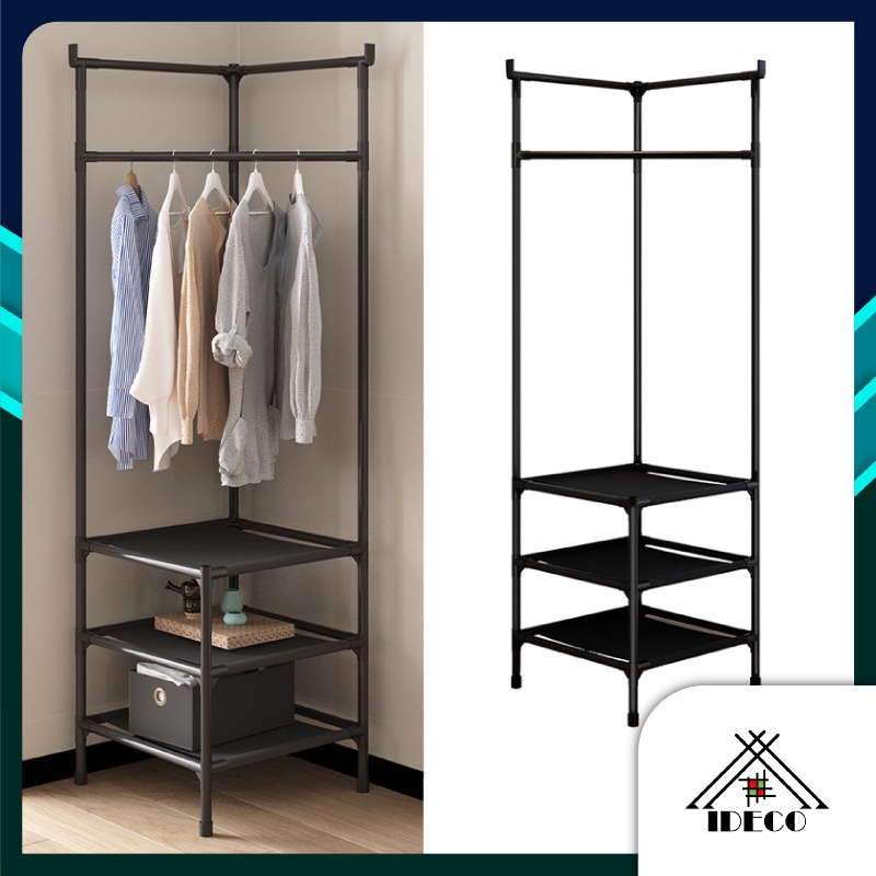iDECO Storage Rack Corner Simple Coat Rack Drying Rack Bedroom Bedside