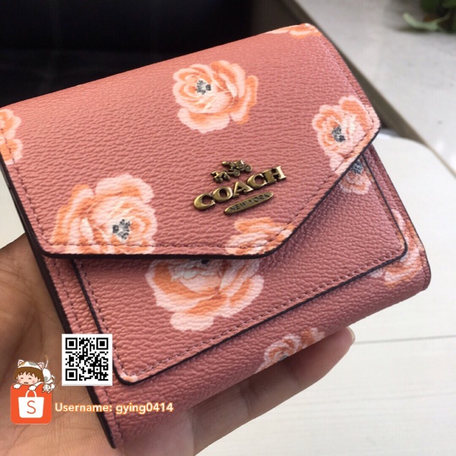 Coach wallet rose online print