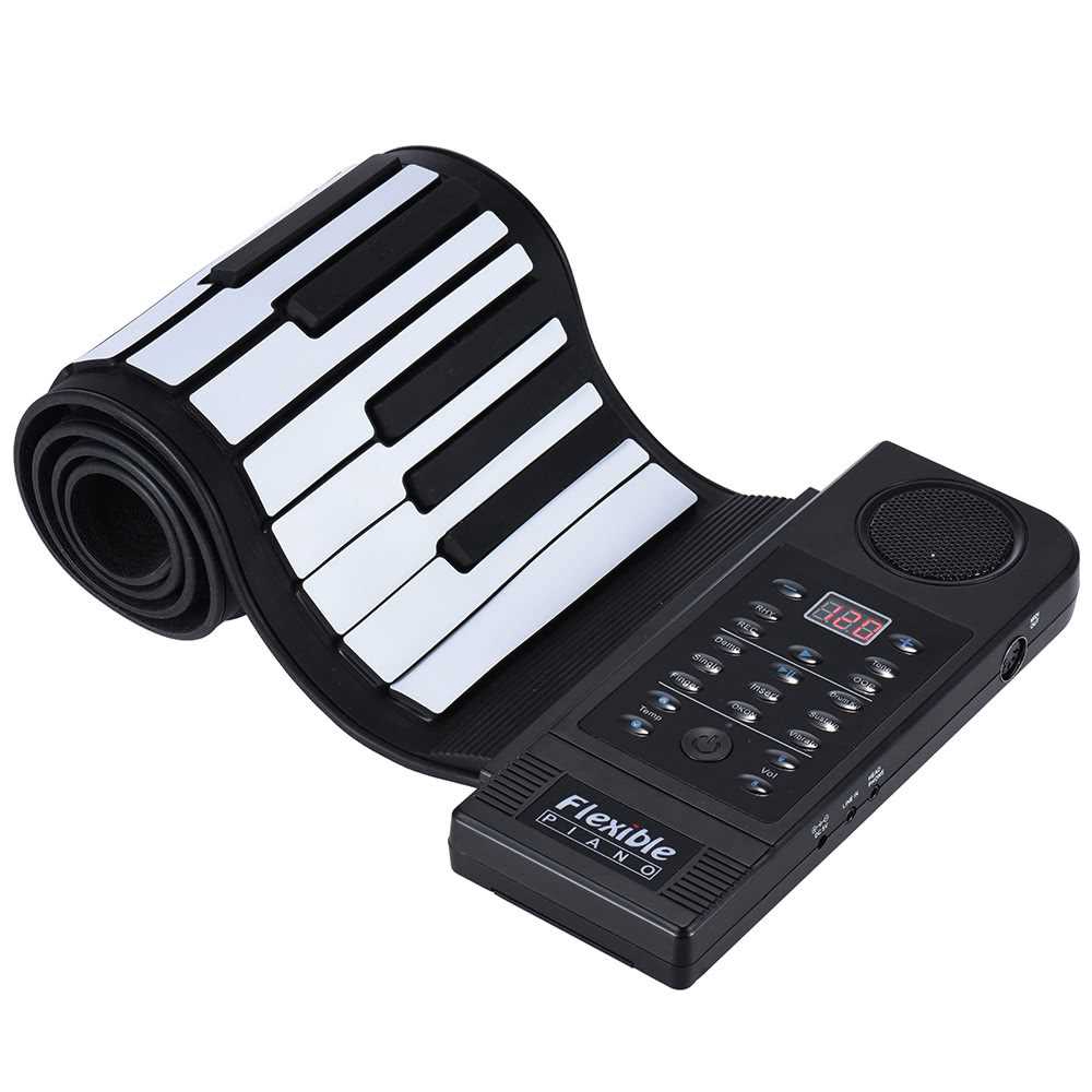 Portable Silicon 61 Keys Roll Up Piano Electronic MIDI Keyboard with