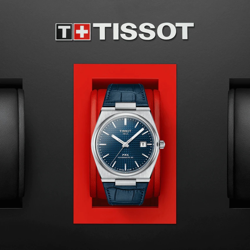 TISSOT T137.407.16.041.00 T1374071604100 Men s Watch PRX POWERMATIC 80 Automatic Date 40mm Blue Leather Strap Original