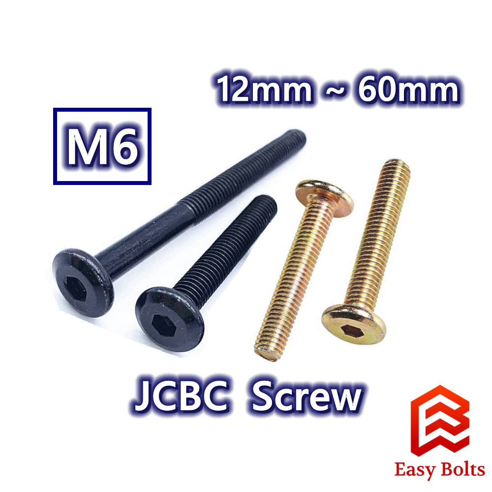 JCBC Screw M6 x 12mm 60mm (Furniture DIY Bolt) (Skru Perabut